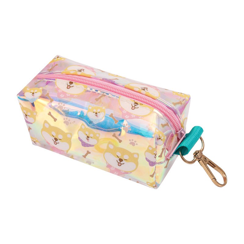 拾便袋收纳包垃圾袋分配器外出遛狗专用宠物挂扣激光粉色捡狗屎