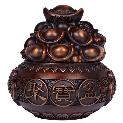 彩铜招财进宝纯铜聚宝盆摆件招财守财摆件收银台家居装饰开业礼品