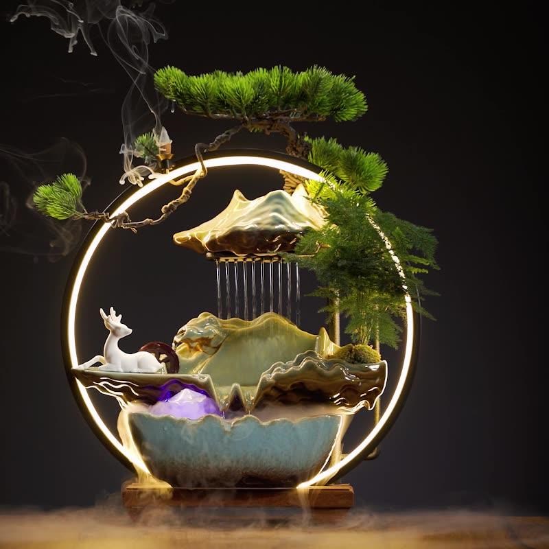 招财流水摆件创意家居玄关客厅桌面办公室循环水喷泉开业乔迁礼品