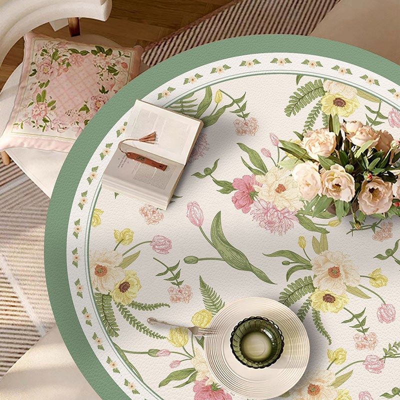 仲夏圆形防水防油餐桌桌垫PVC防滑客厅茶几垫氛围感桌布耐热台布,居家布艺,桌布,淘宝优惠券,粉丝福利购,淘宝优惠卷