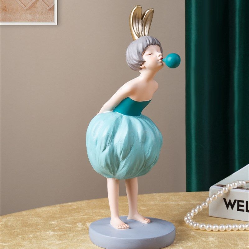 兔耳朵泡泡女孩摆件轻奢风家居客厅电视柜梳妆台装饰品送新人礼物,家居饰品,装饰摆件,淘宝优惠券,粉丝福利购,淘宝优惠卷