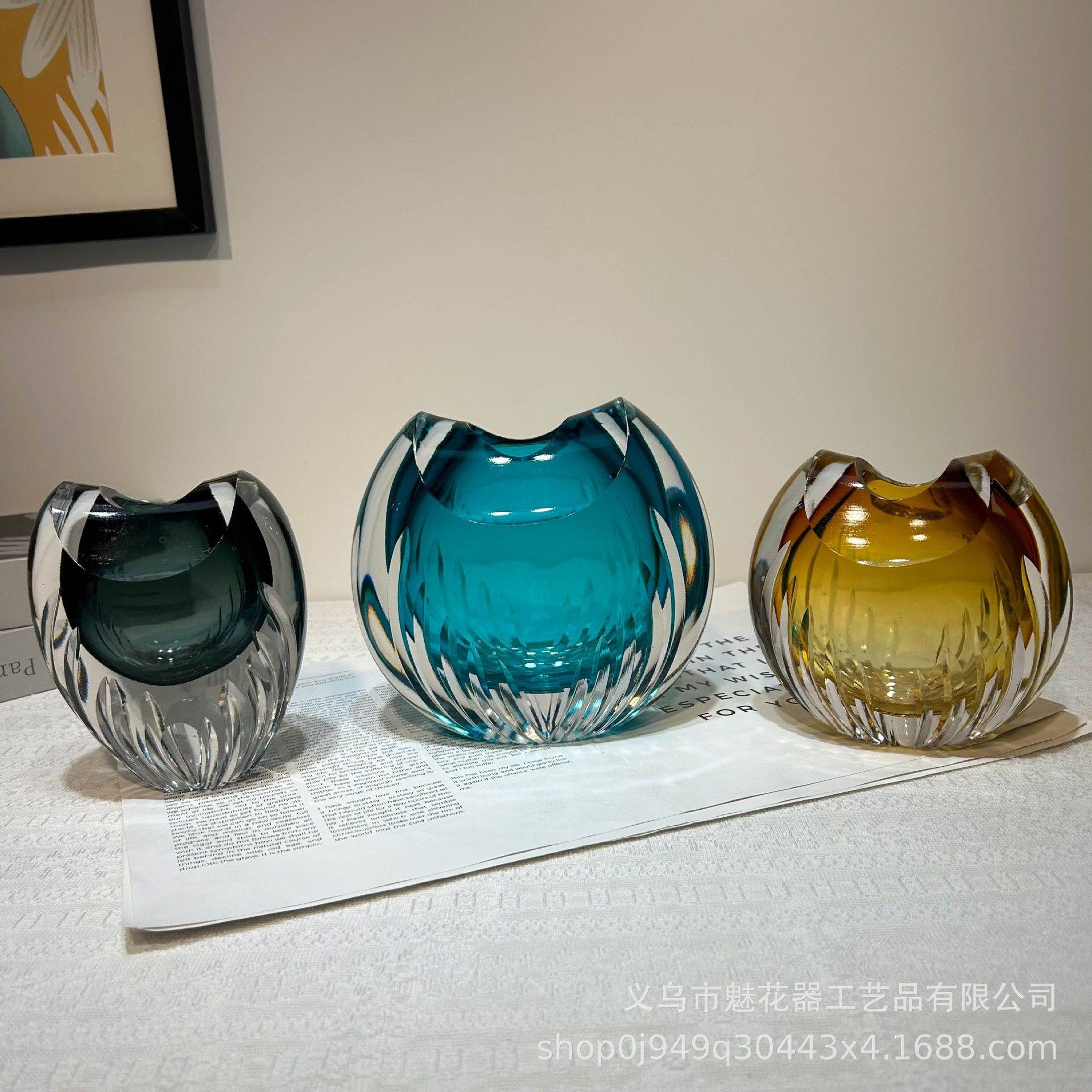 新款厚重手工水晶琉璃小口径小枝花瓶摆件样板间办公室高级感装饰,标准件/零部件/工业耗材,脚轮,淘宝优惠券,粉丝福利购,淘宝优惠卷