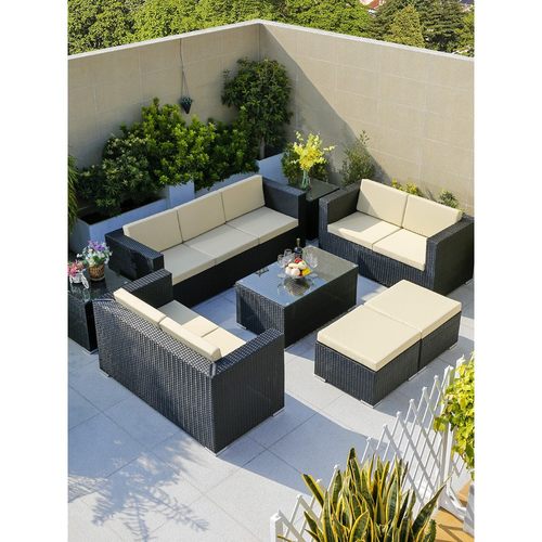 户外沙发室外庭院露天阳台露台休闲三人藤椅组合藤编家具防水防晒