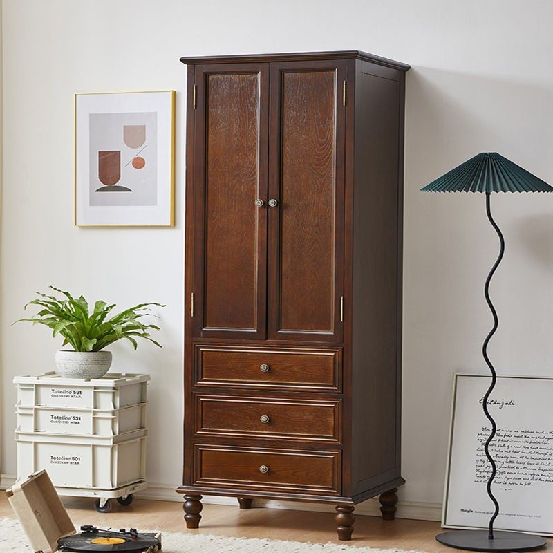 美式全实木衣柜简约现代储物柜客厅收纳衣柜家用卧室小衣橱经新款