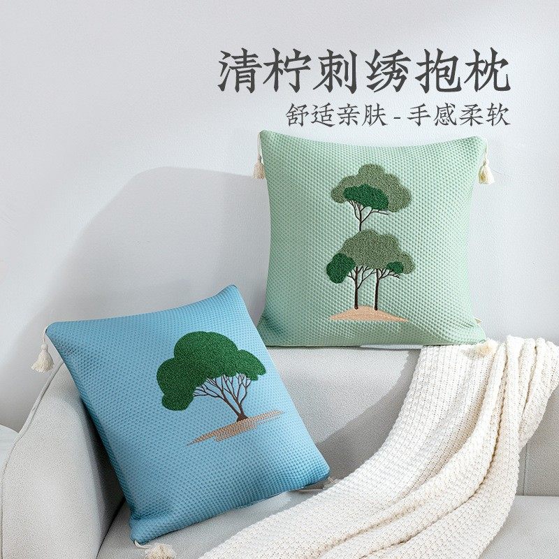 远梦刺绣抱枕办公室汽车靠垫抱枕含芯女生睡觉男生款沙发客厅靠枕