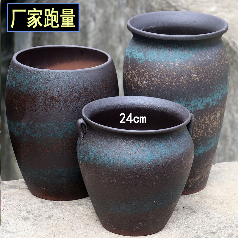 陶土花盆陶瓷老桩多肉盆龟背竹花盆陶盆粗陶罐蝴蝶兰花盆家用高款
