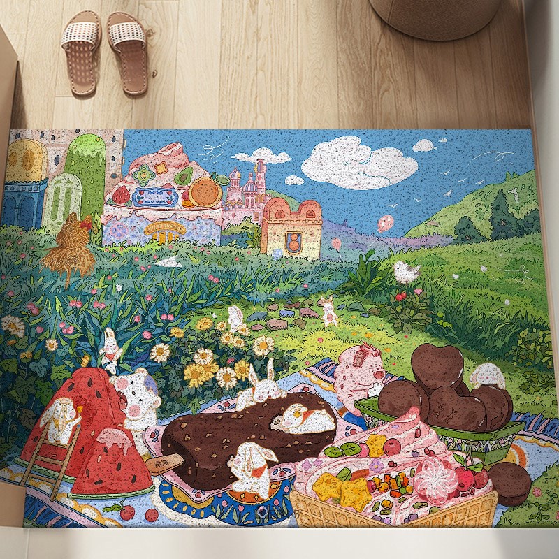 可爱卡通入户丝圈地垫耐磨玄关大门垫刮泥蹭土脚垫可裁剪地垫