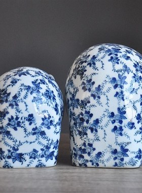 景德镇一对大象青花瓷母子象工艺品装饰家居新房陶瓷摆件北欧中式