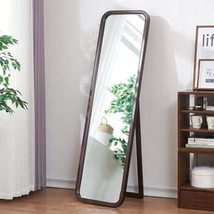 北欧实木穿衣镜卧室镜子全身镜壁挂家用落地试衣镜挂墙高清玄关镜