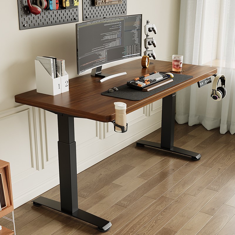 韦露姿实木智能电动升降桌家用电竞办公学习书桌子工作台式电脑桌