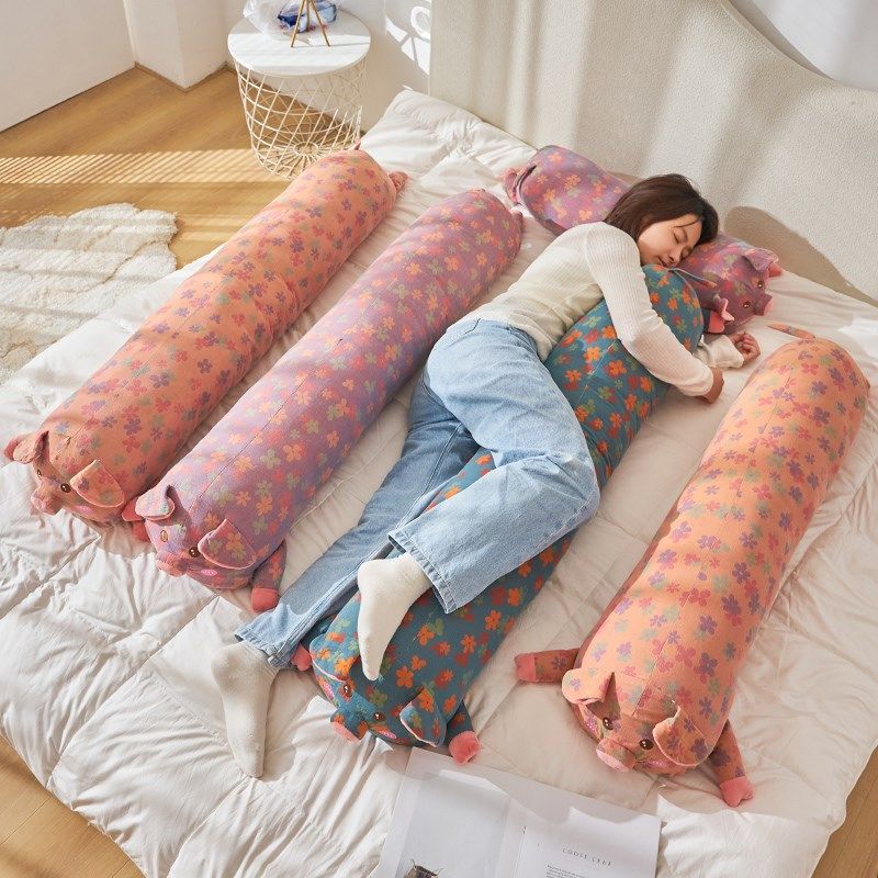 三层纱提花抱枕长条枕女生睡觉床上侧睡夹腿枕床头靠垫抱枕可拆洗