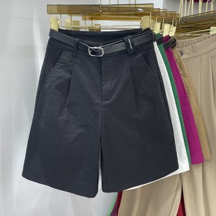 纯棉高腰直筒宽松百搭五分阔腿中裤 女外穿2024夏季 子 休闲短裤 大码