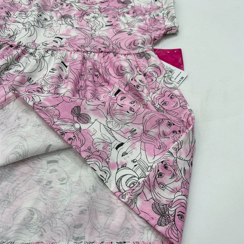 出口单新款女童夏款夏季针织中大童卡通短袖连衣裙 4/5-10/12