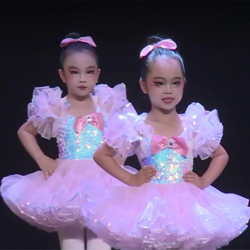 静待花开舞蹈服六一幼儿园女童蓬蓬纱小云朵裙表演服小公主演出服