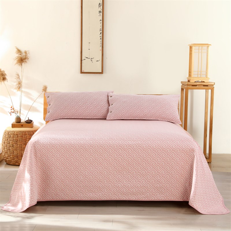 高端提花老粗布凉席三件套床单纯棉加厚可水洗折叠夏季全棉凉席子