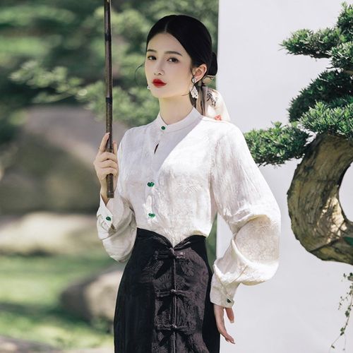 汉服女款唐装女中国风女装秋款复古改良旗袍轻国风上衣新中式套装