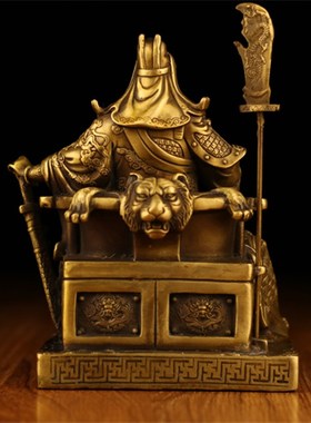 纯铜看书关公摆件文关公夜读春秋店铺公司家用装饰品招财开业礼品