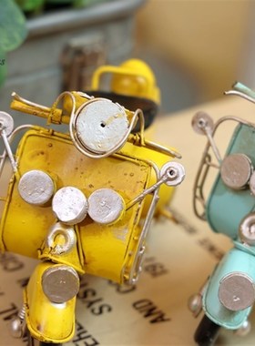 摩托车模型摆件铁艺金属老式复古怀旧拍摄道具礼物