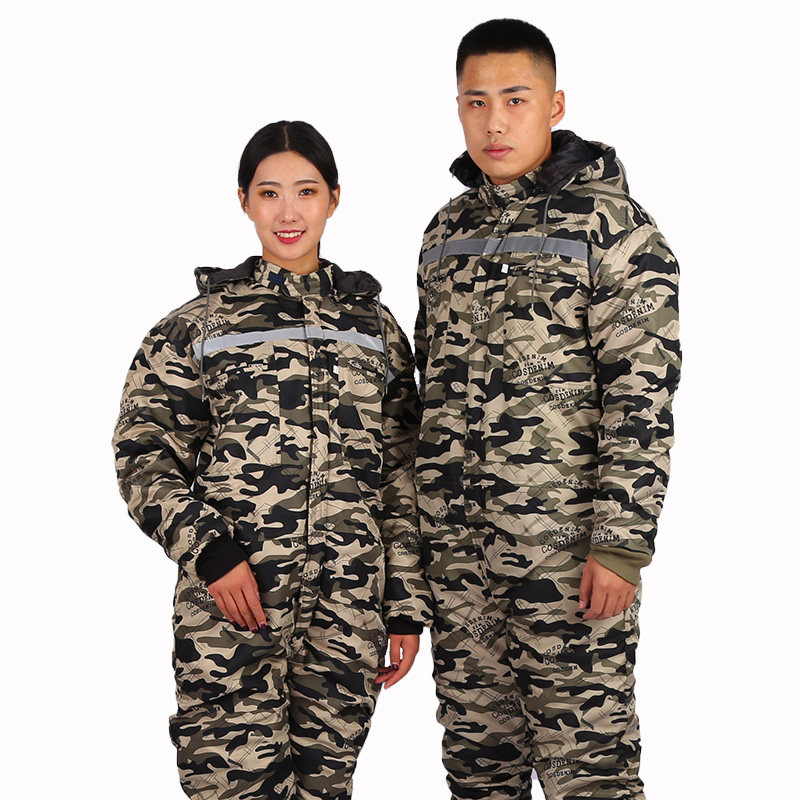连体工作服冬季加棉加厚全身防护服劳保冷库冻库维修防寒垂钓防尘