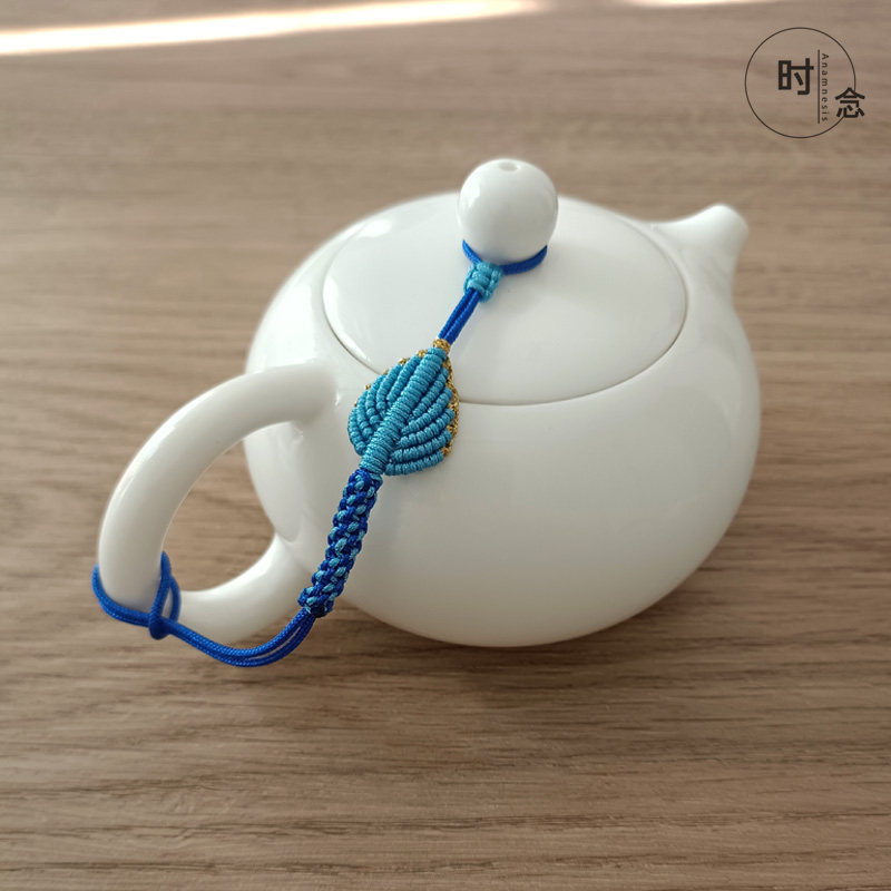 时念手工拴银茶壶编织绳结防掉高档挂杯子盖防摔带壶链配饰件吊坠图片