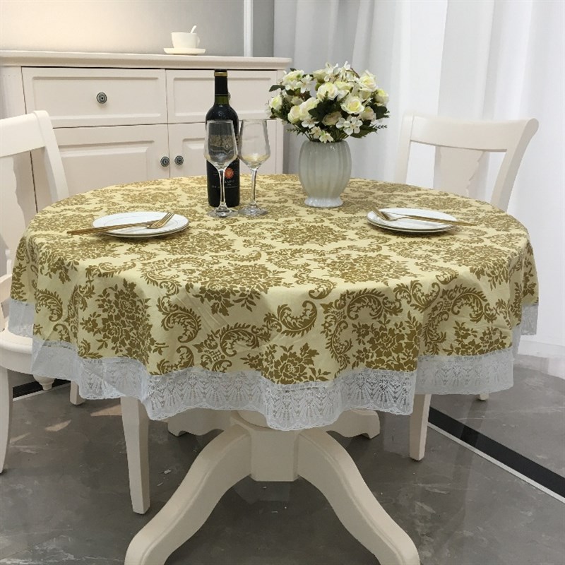 防水大圆桌布田园家用酒店饭店塑料台布PVC防油免洗圆形餐桌布