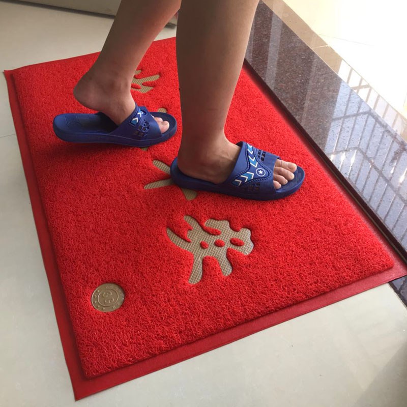 家用出入平安门垫 PVC入户防滑垫脚垫门厅进门口丝圈红地毯加厚
