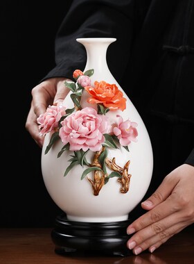 东方泥土《玉壶春瓶》中式纯手工陶瓷花瓶摆件瓷瓶客厅博古架装饰