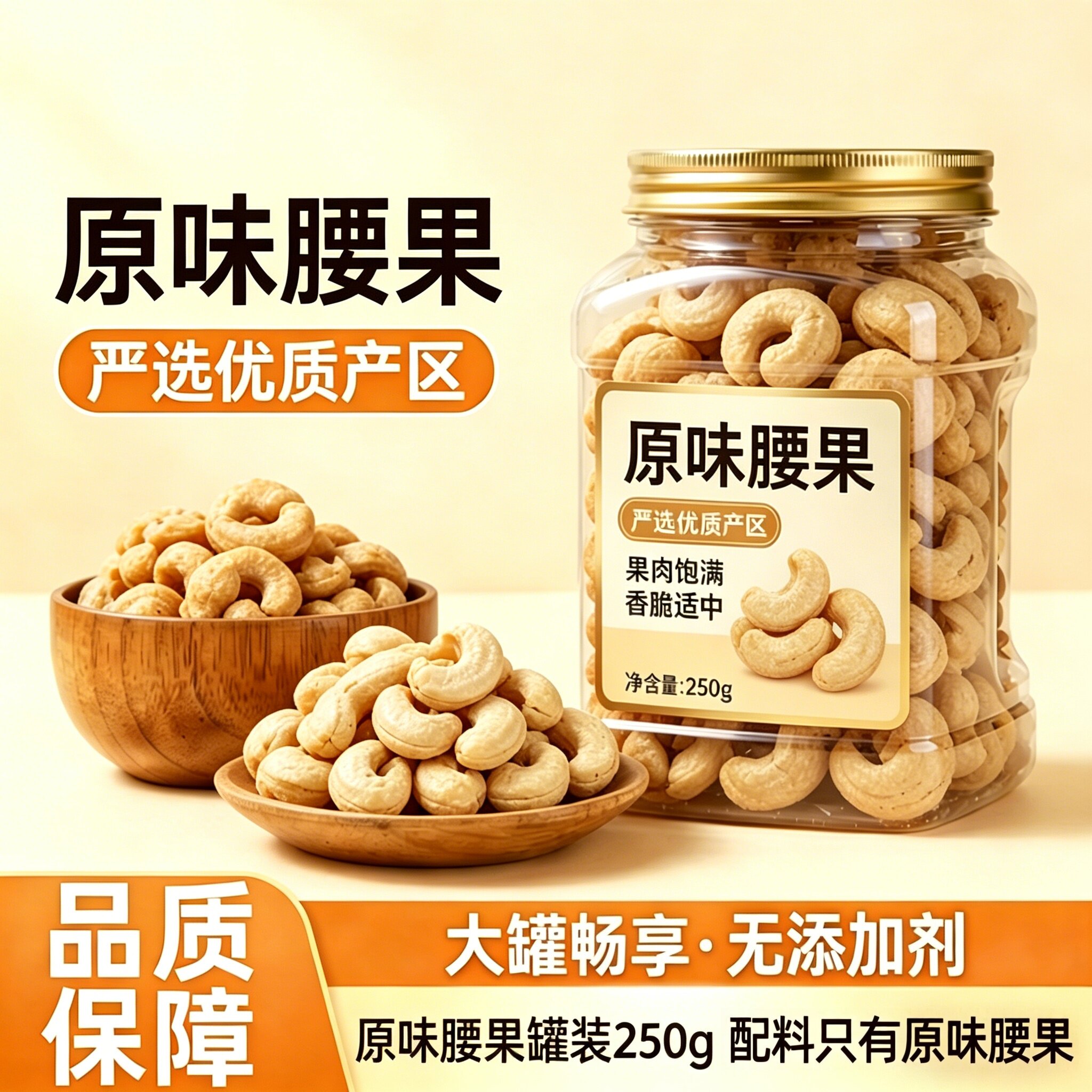 农科院原味腰果仁越南生腰果散装称斤烘焙熟干果坚果年货零食批发