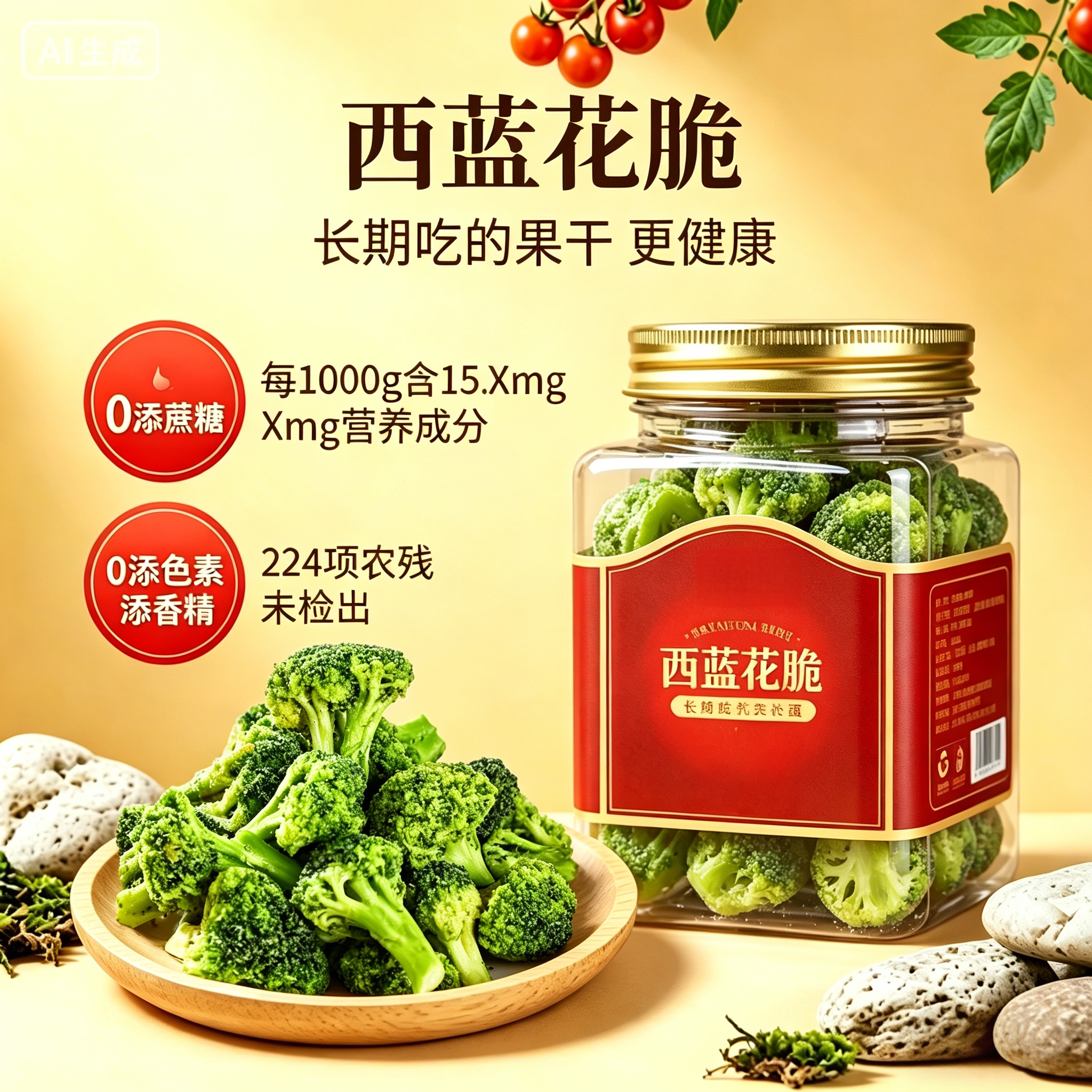 央妈严选西蓝花脆脱水果蔬脆即食旗舰蔬菜干西兰花脆解馋代餐零食