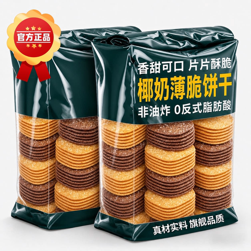椰奶薄脆饼干零食椰香巧克力旗舰店糖粒解馋整箱早餐好吃椰蓉酥脆