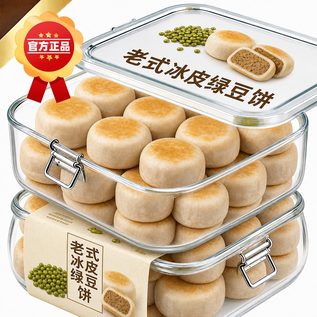新鲜冰皮绿豆饼红豆饼糕点短保爆款同款早餐宿舍点心官方旗舰店