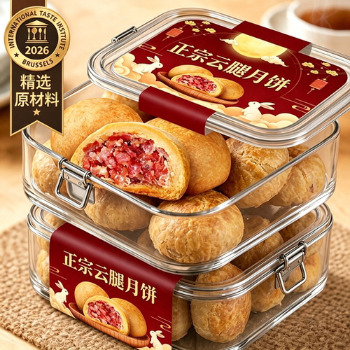 云腿月饼云南特产官方旗舰店传统手工小饼酥皮宣威火腿中秋节送人