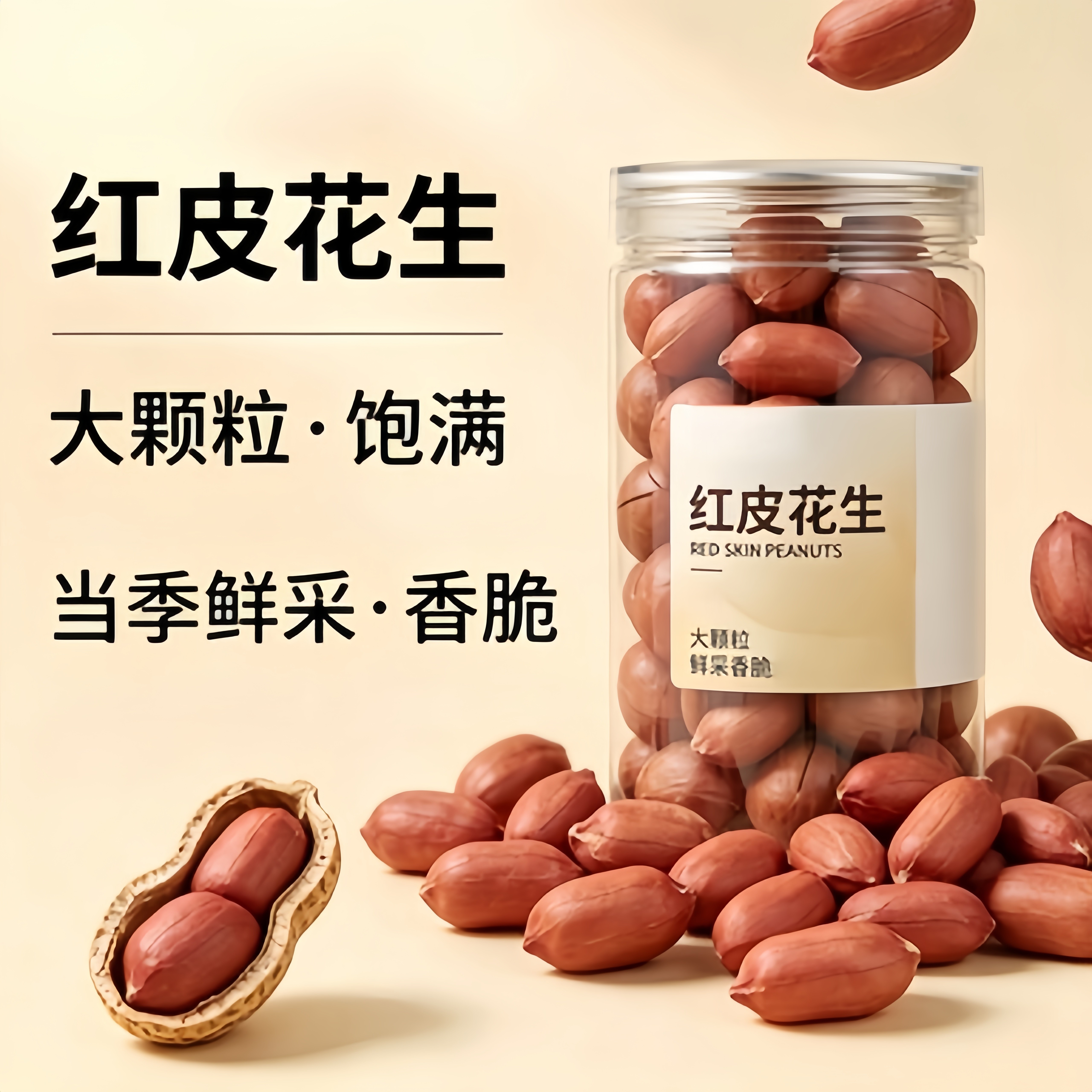农科院2026年红皮新花生米官方旗舰店生的新货新鲜红衣小粒熟优质