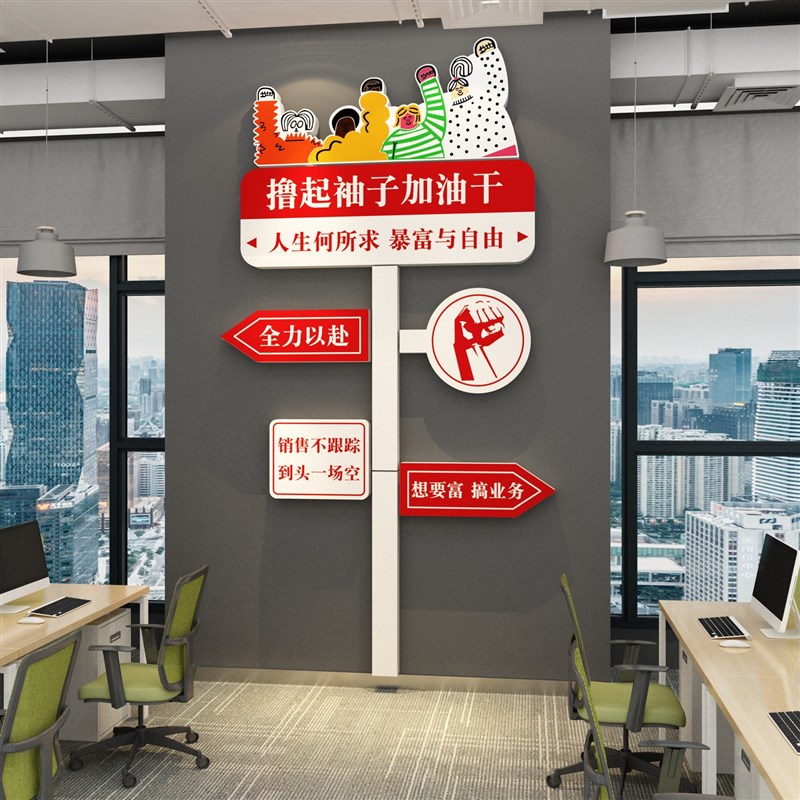 办公司室墙面装饰画标语企业文化双十一爆单氛围开门红场景布置