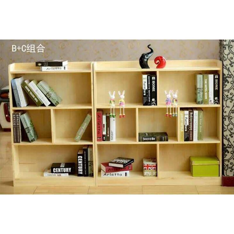 简易小格子收纳松木实木书柜自由组合物创意柜储物柜置书架定做