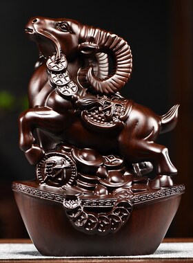 黑檀木雕羊摆件实木质十二生肖家居客厅办公室R装饰红木工艺品送