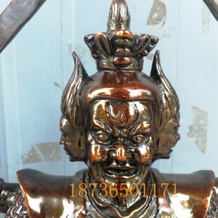 纯铜马王爷三头六臂铜像坐像大黑天火神铜像供奉S工艺品马王爷摆