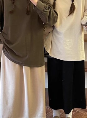 大7女30631春季新款韩版宽松大码胖mm休闲慵懒风圆领长.袖T恤上衣