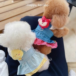狗狗裙子宠物泰迪博美比熊公主裙春秋小狗马尔济斯衣服牵引绳夏季