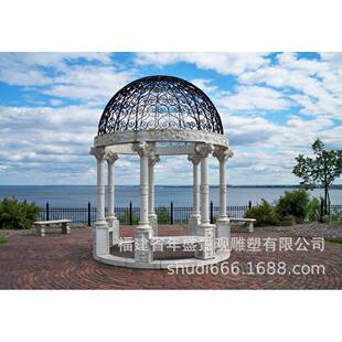 石雕欧式 罗马凉亭厂家户外石材亭子花园别墅汉白玉凉亭