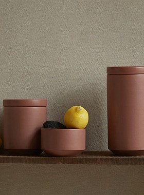 现代简约轻奢橙色储物罐陶B瓷材质家居装饰摆件软装饰品