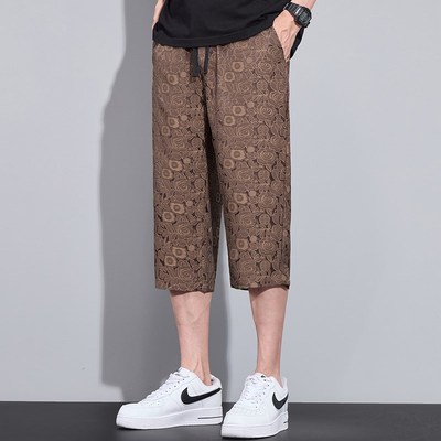 冰丝七分裤男2025夏季薄款休闲直筒速干空调短裤百搭宽松透气中裤