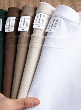 270g重磅纯棉夏季新款白色美式正肩内搭圆领短袖t恤男女打底男款