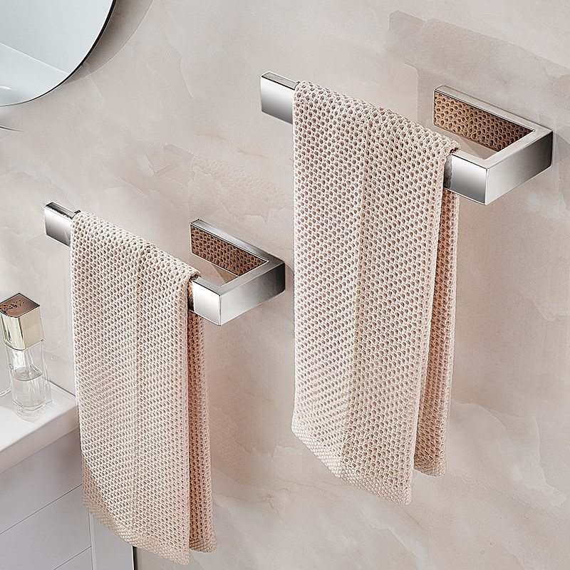 极简毛巾架免打孔304不锈钢卫生间毛巾挂杆挂钩浴室置物架子加厚