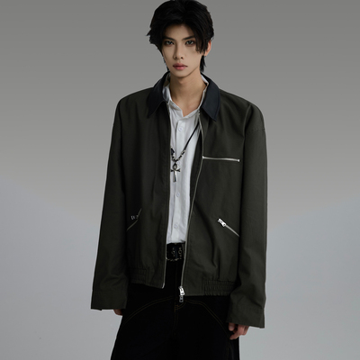 galaxor拼接翻领夹克时尚个性