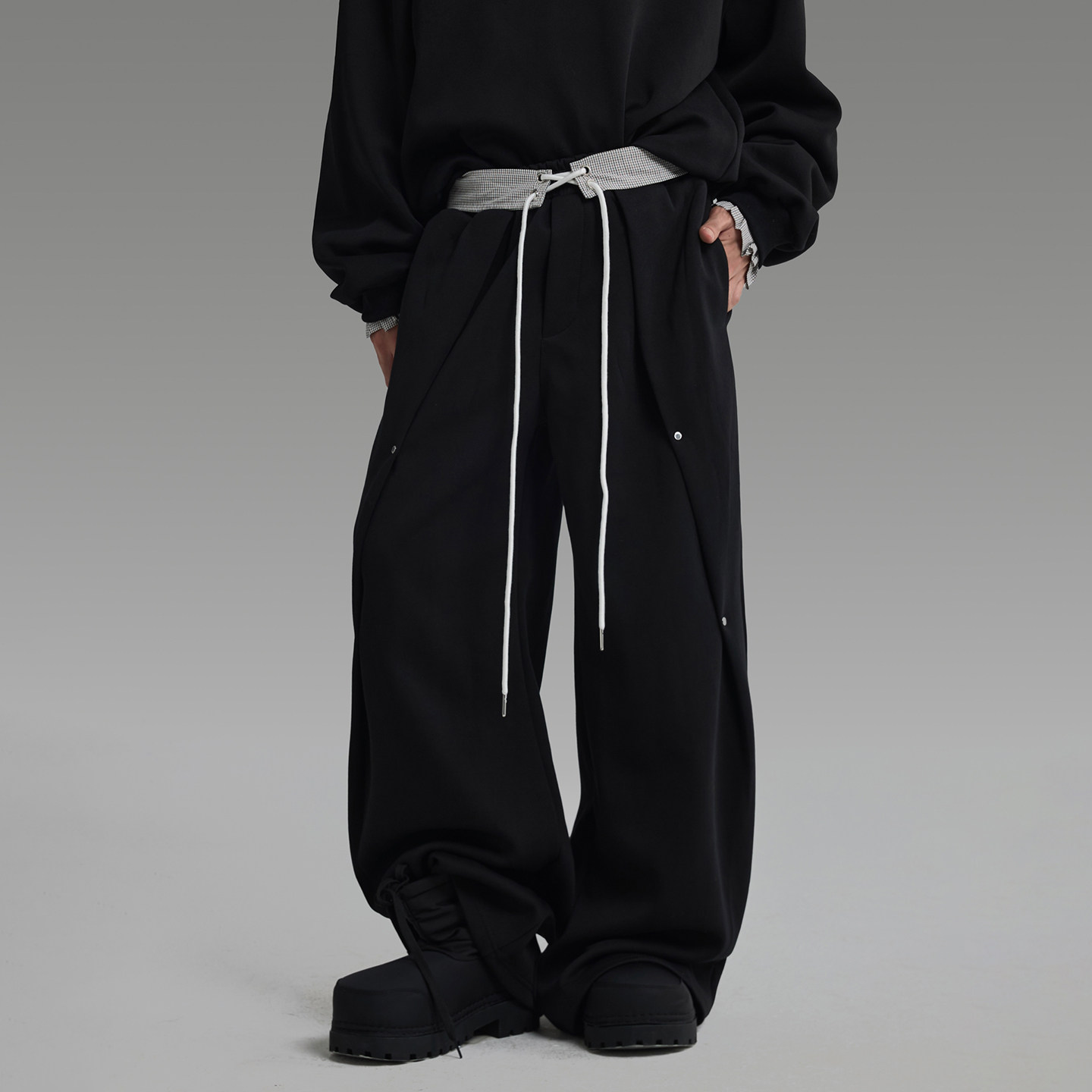 GALAXOR银河预报 解构褶皱设计感休闲运动裤金属纽扣宽松百搭卫裤,男装,卫裤,淘宝优惠券,粉丝福利购,淘宝优惠卷