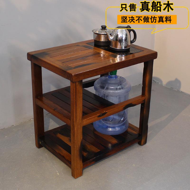 老船木茶桌实木煮茶茶台小茶几泡茶桌茶水架中式复古侧边烧水架