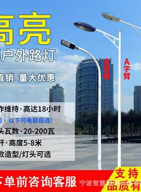 市政工程led路灯6/8米新农村道路照明灯户外双头自弯臂市电路灯杆