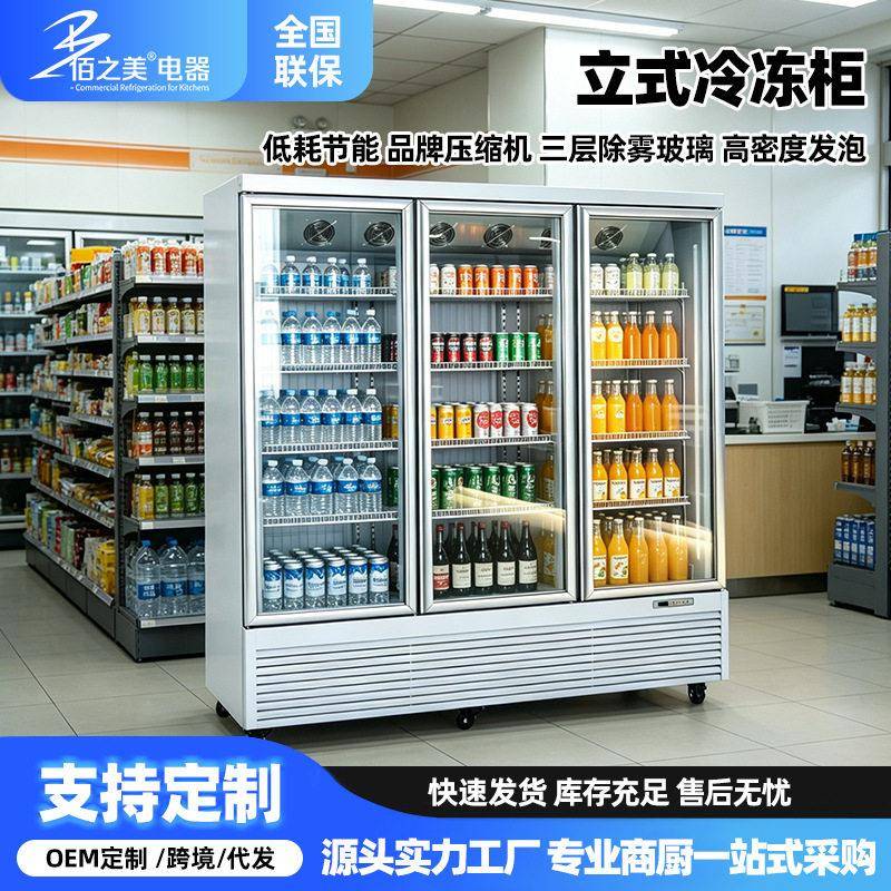 风冷立式冷冻柜商用四门冰箱六开门冰柜立式冷冻保鲜大容量不锈钢
