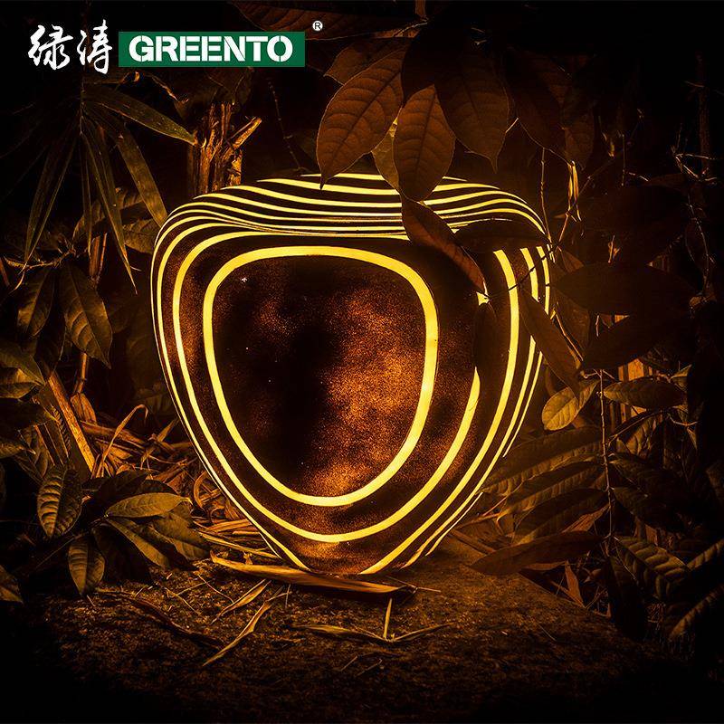 石头造型灯条纹发光灯局部发光灯发光石头灯文旅文创产品